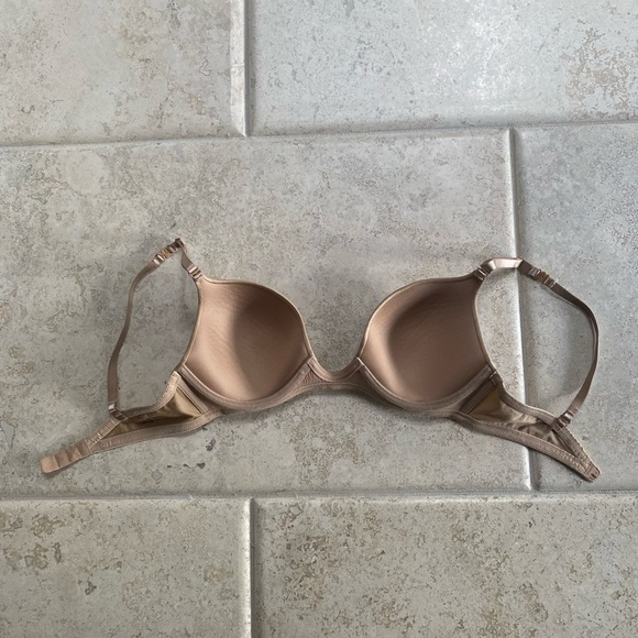 Soma Multi-way Plunge Bra 34C Beige Satin Underwire Adjustable Straps Seamless - Picture 3 of 5